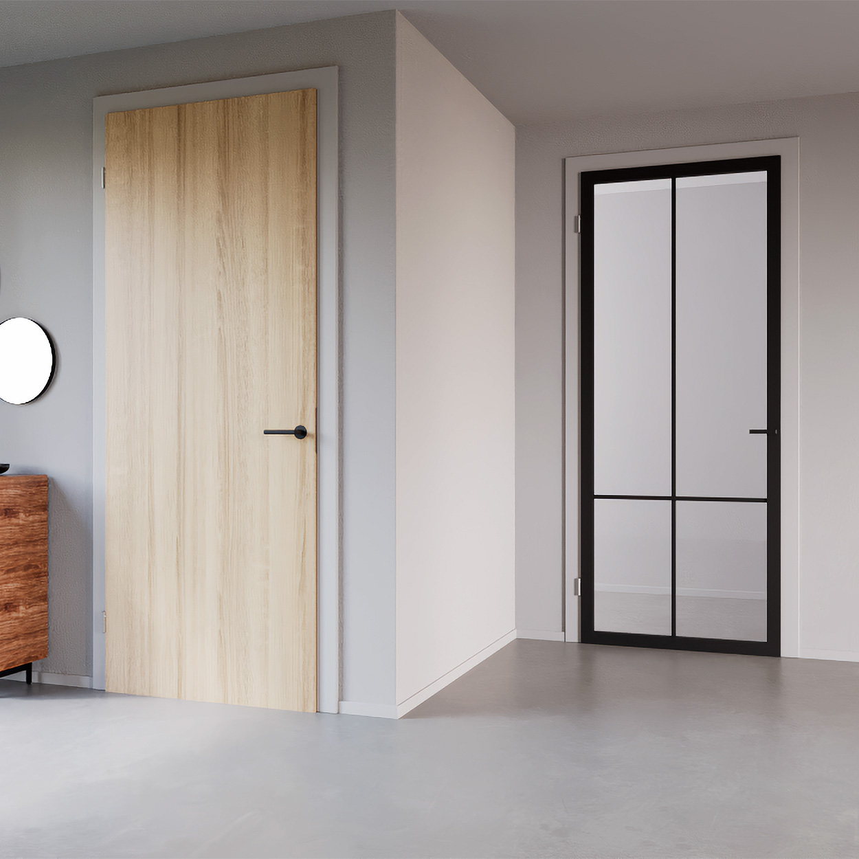Binnendeur Skantrae SSL 14509 Blank Glas Zwart Gelakt